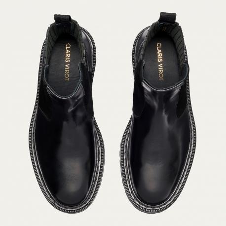 Claris Virot Bottines Chelsea Cuir Ziggy Noir