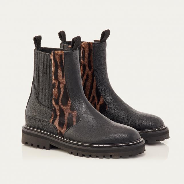 Claris Virot Bottines Chelsea Cuir Ziggy Noir