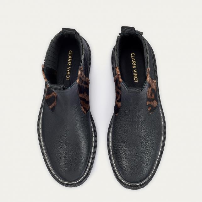 Claris Virot Bottines Chelsea Cuir Ziggy Noir
