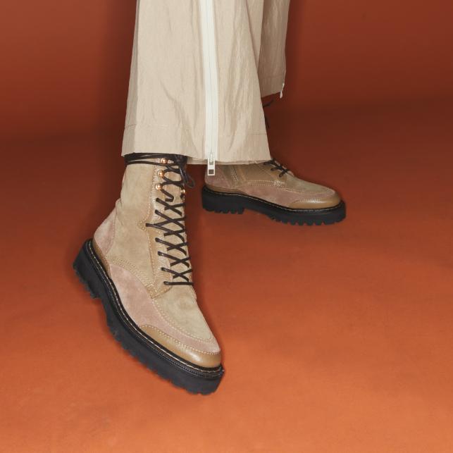 Claris Virot Bottines Cuir Noa Grege Olive
