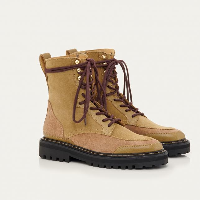 Claris Virot Bottines Cuir Noa Grege Olive
