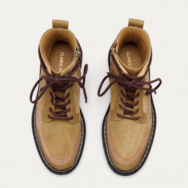 Claris Virot Bottines Cuir Noa Grege Olive