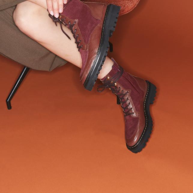 Claris Virot Bottines Noa Cuir Ecorce Et Vin Chaud