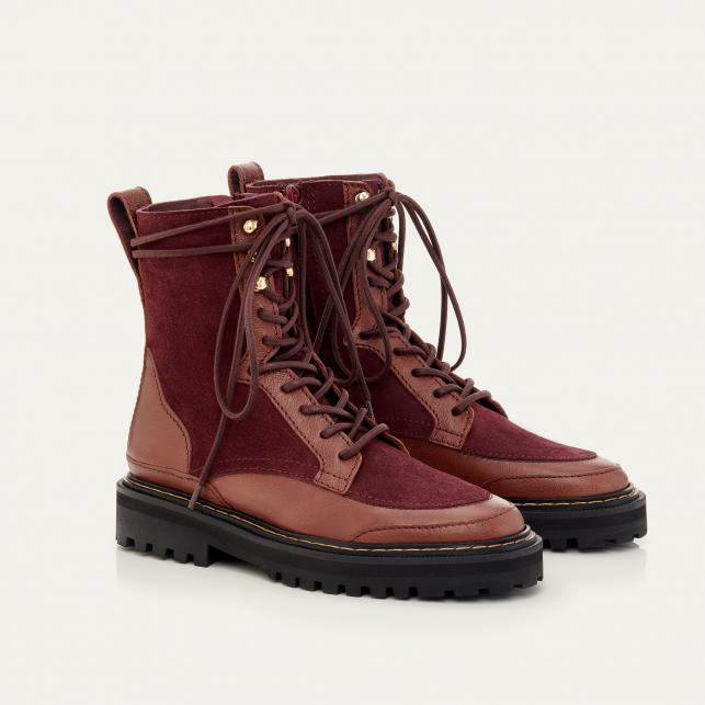 Claris Virot Bottines Noa Cuir Ecorce Et Vin Chaud