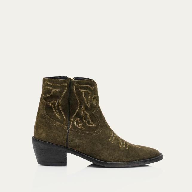 claris virot Bottines Vivienne Suede Vert Bronze