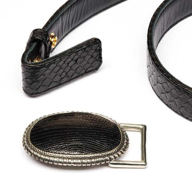 Claris Virot Boucle Dallas Lézard Noire Argent
