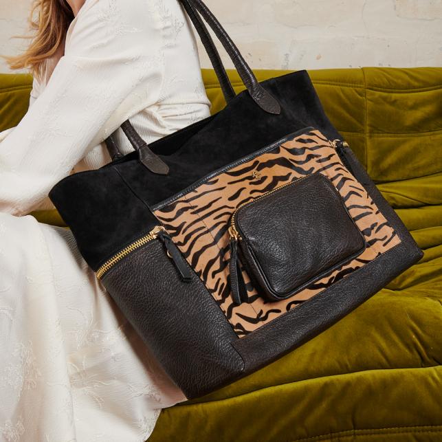 Claris Virot Cabas Cuir Hugo Tora Imprimé