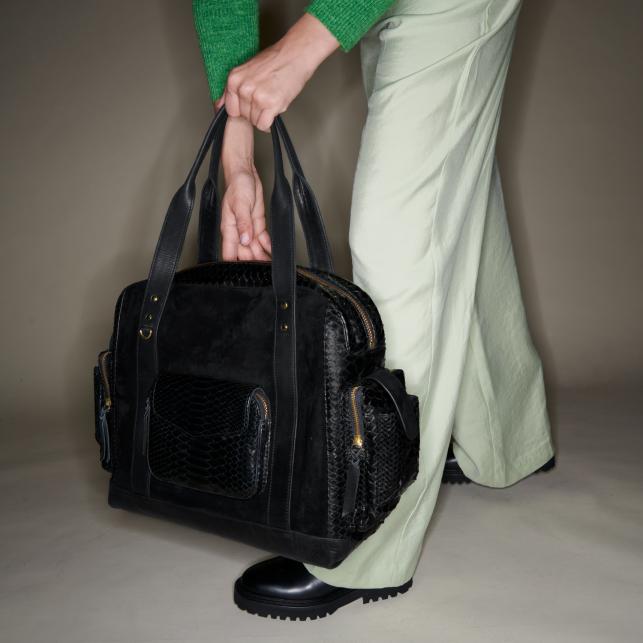 Claris Virot Cabas Python Leo Noir