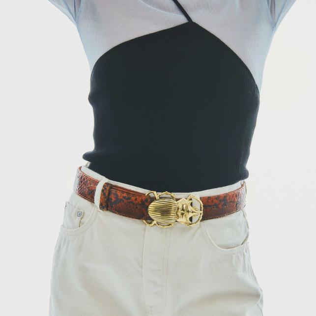 Claris Virot Ceinture Python Moka