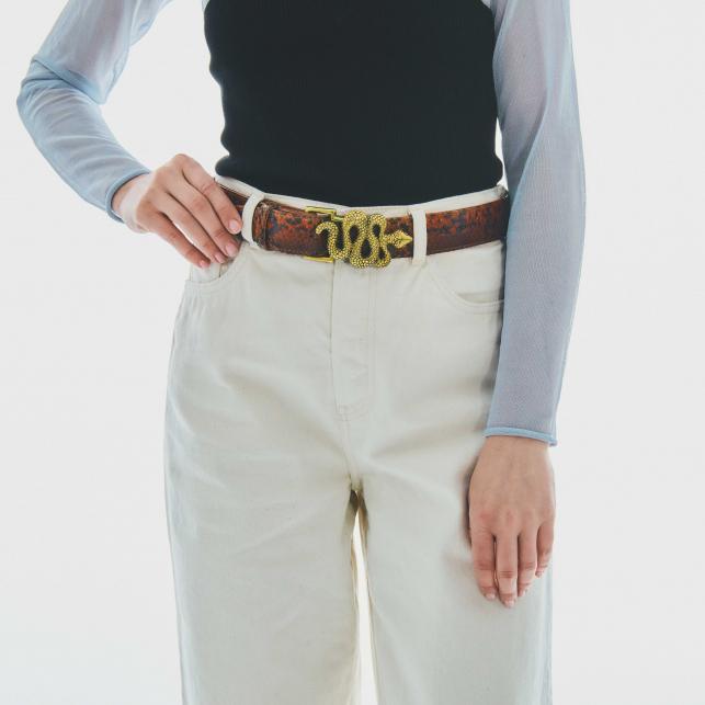 Claris Virot Ceinture Python Moka