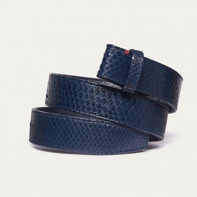 Claris Virot Ceinture Python Navy Beetle Argent
