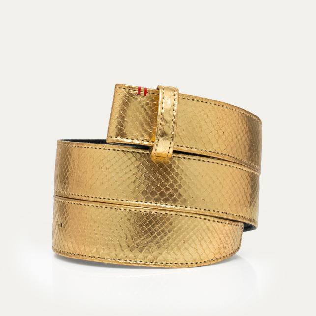 Claris Virot Ceinture Python Or