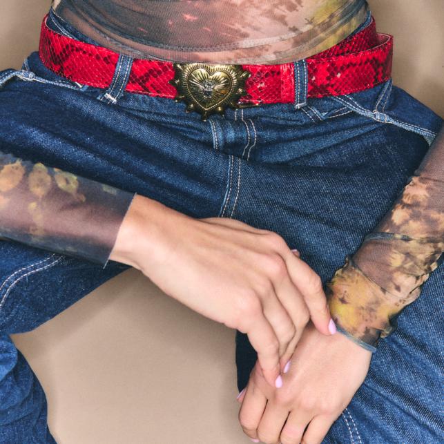 Claris Virot Ceinture Python Rubis Ex-Voto