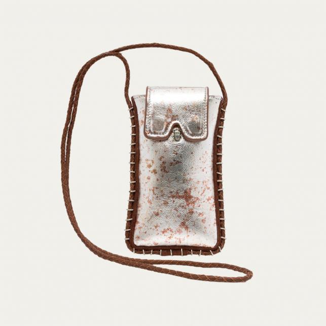 claris virot Etui à lunettes Emile Cuir Oxy Métal