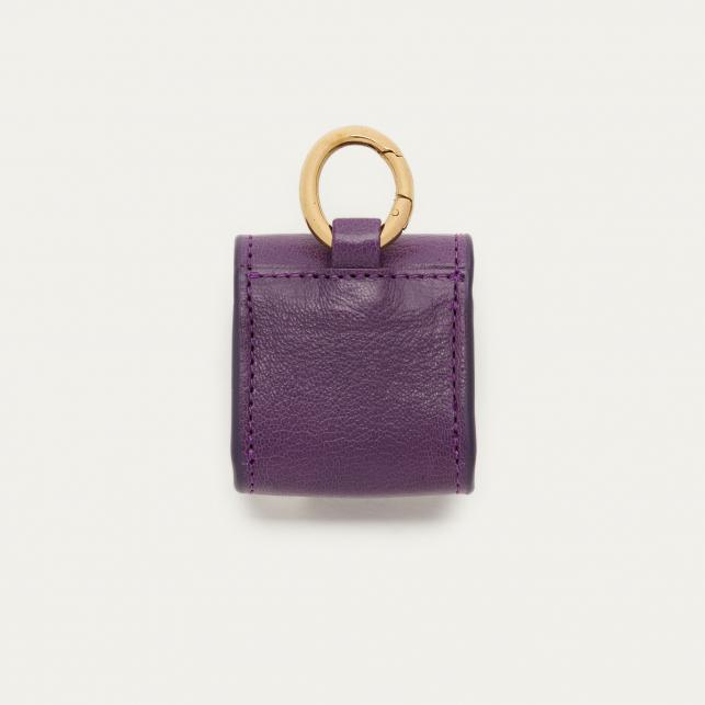 Claris Virot Etui Airpod Jamie Cuir Grainé Violet