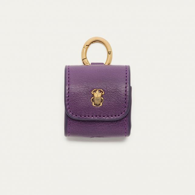 claris virot Etui Airpod Jamie Cuir Grainé Violet