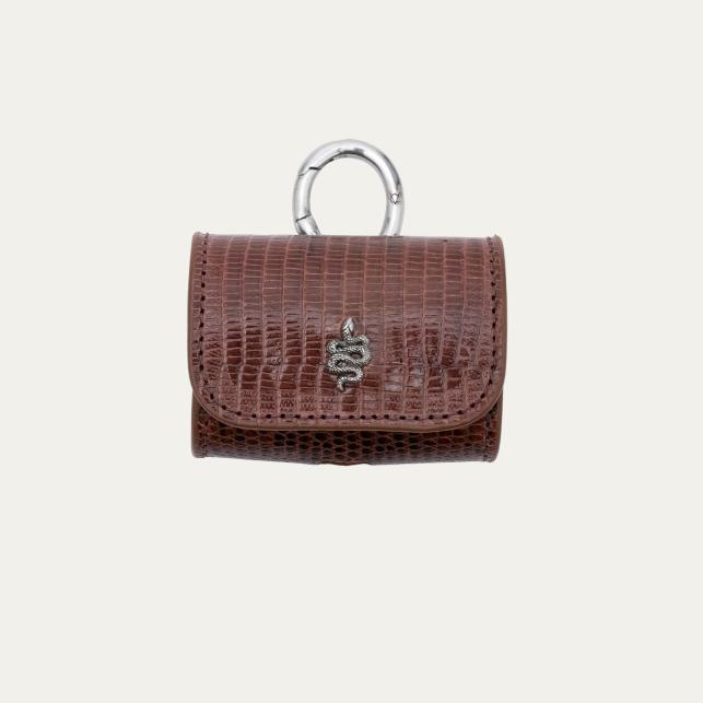 claris virot Etui Airpod Jamie Cuir Marron Bois