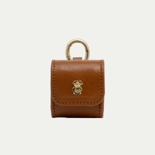 claris virot Etui Airpod Jamie Cuir Whisky