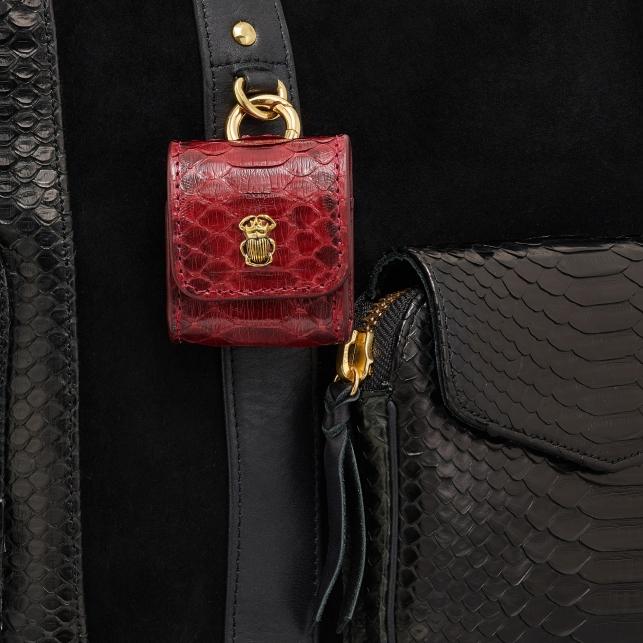 Claris Virot Etui Airpod Jamie Python Bordeaux