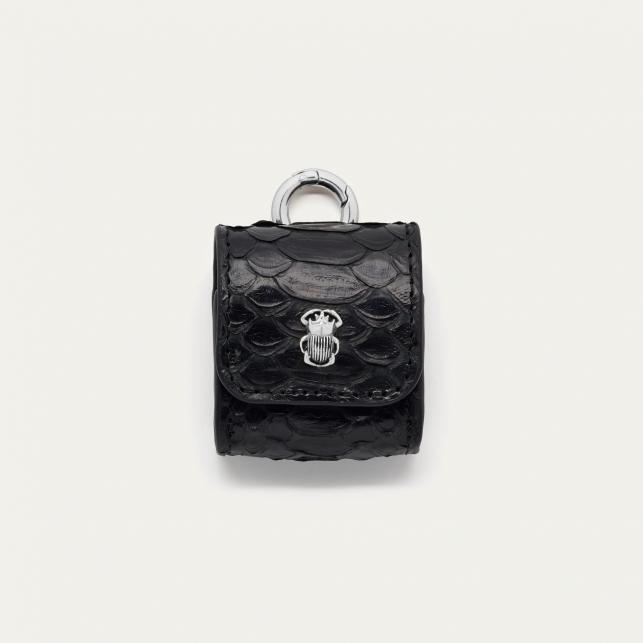 Claris Virot Etui Airpod Jamie Python Noir Argent