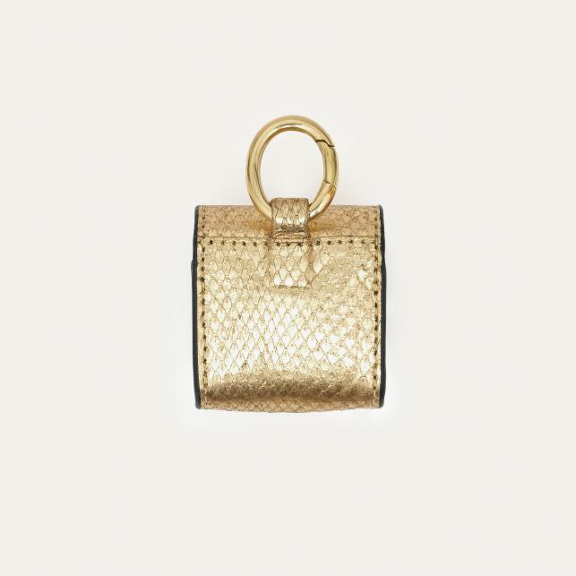 Claris Virot Etui Airpod Jamie Python Noir Or