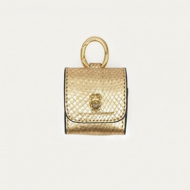claris virot Etui Airpod Jamie Python Noir Or