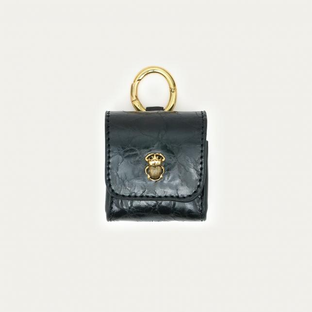 claris virot Etui Airpod Jamie Python Noir Or