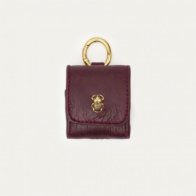 Claris Virot Etui Airpod Jamie Python Noir Or