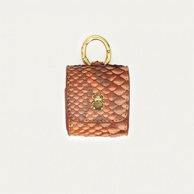 claris virot Etui Airpod Jamie Python Noir Or