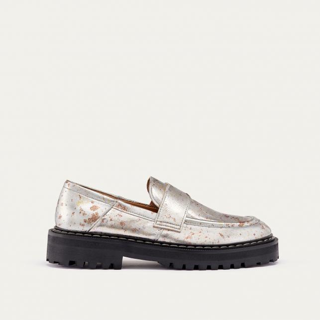 claris virot Mocassin Cuir Mia Oxy Metal