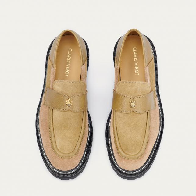 Claris Virot Mocassins Cuir Mia Grege Olive