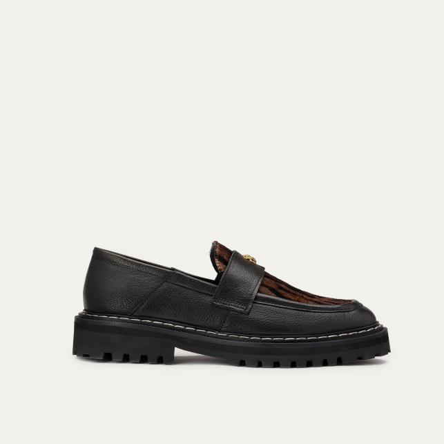 claris virot Mocassins Cuir Mia Noirs Ocelot