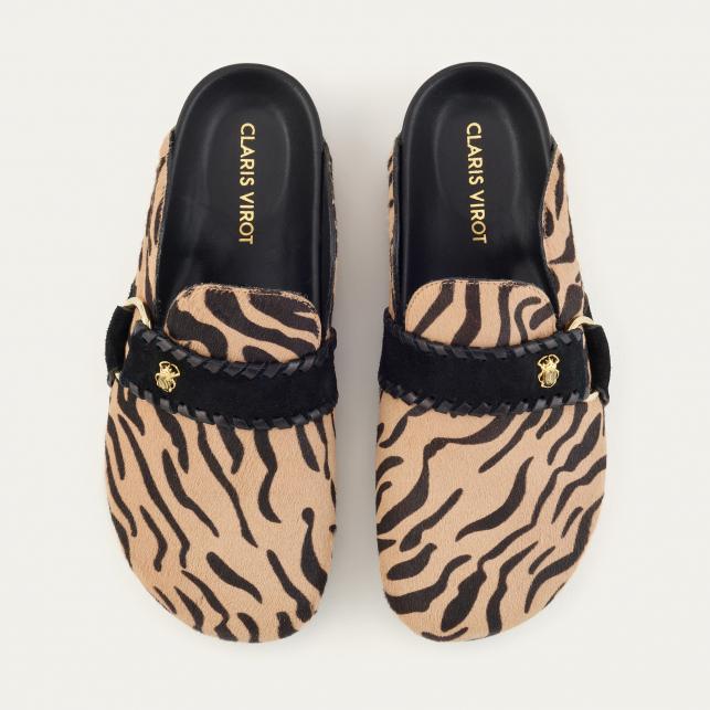 Claris Virot Mules Georgette Cuir Imprimé Tora