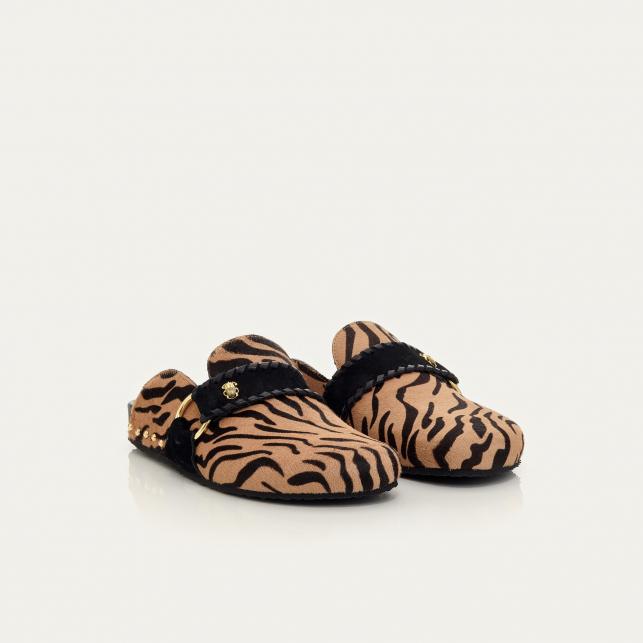 Claris Virot Mules Georgette Cuir Imprimé Tora