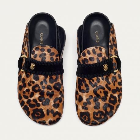 Claris Virot Mules Georgette Cuir Leopard