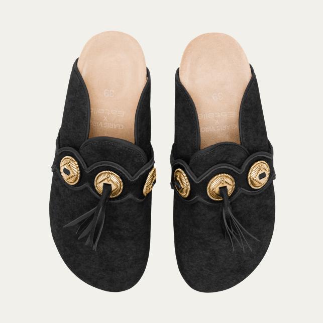 Claris Virot Mules Georgette Cuir Noir