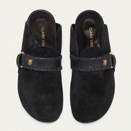 Claris Virot Mules Georgette Cuir Noir