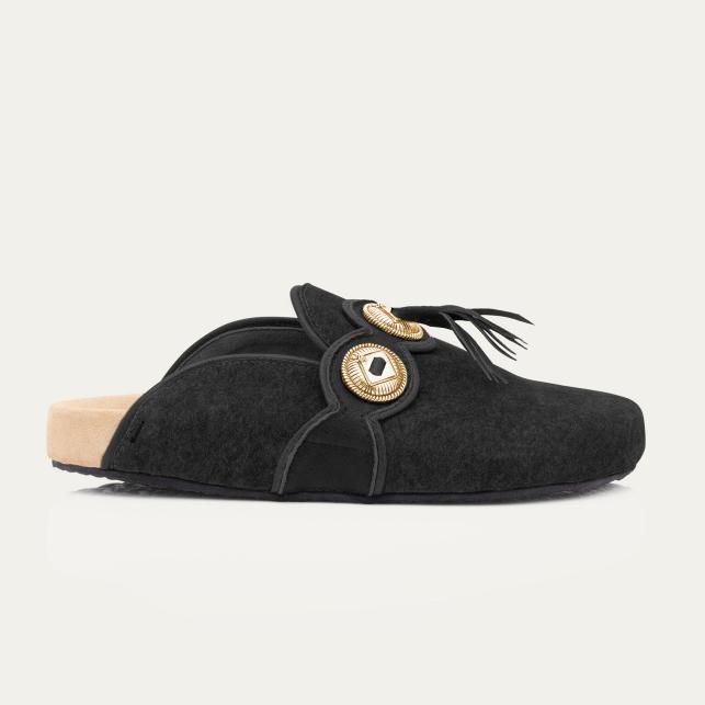 claris virot Mules Georgette Cuir Noir