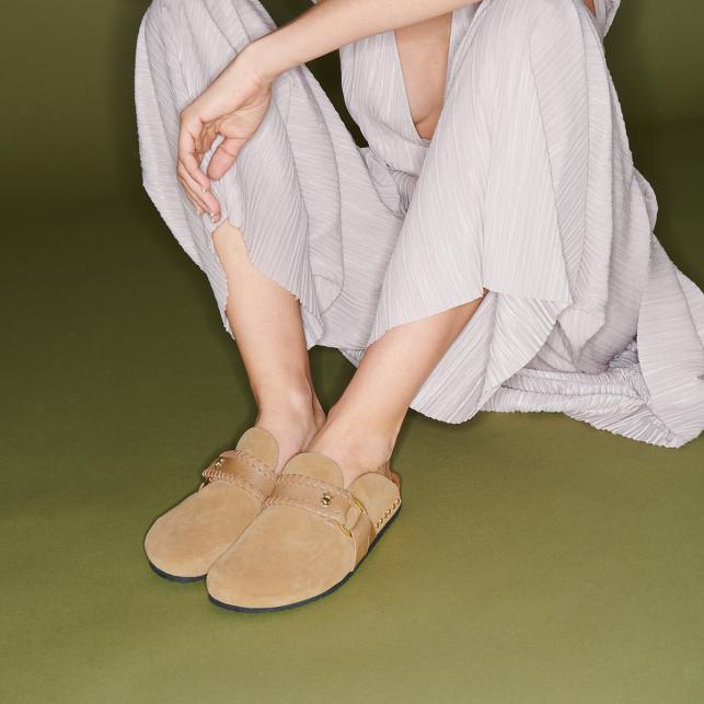 Claris Virot Mules Georgette Cuir Sable