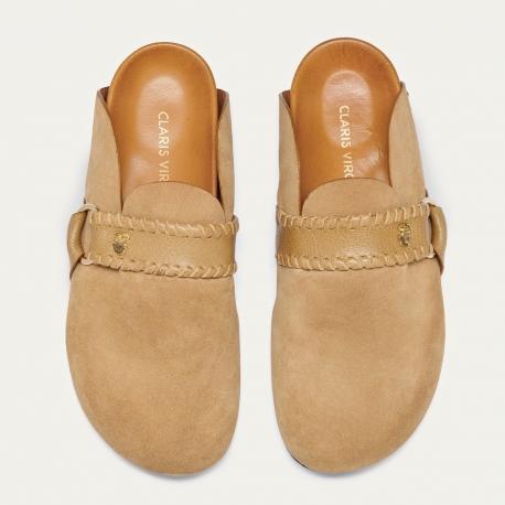 Claris Virot Mules Georgette Cuir Sable