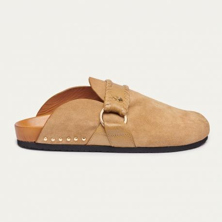 claris virot Mules Georgette Cuir Sable