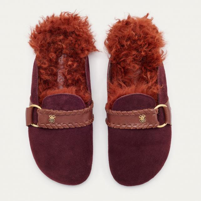 Claris Virot Mules Georgette Cuir Vin Chaud
