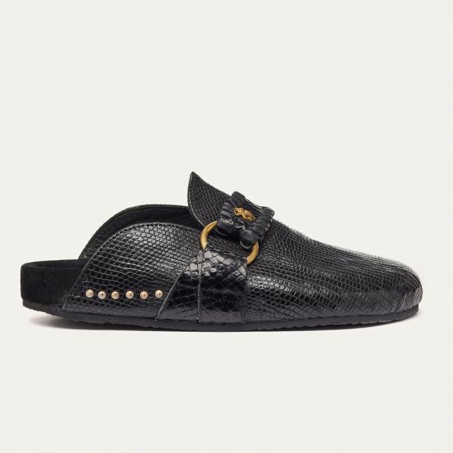 claris virot Mules Georgette Lezard Noir