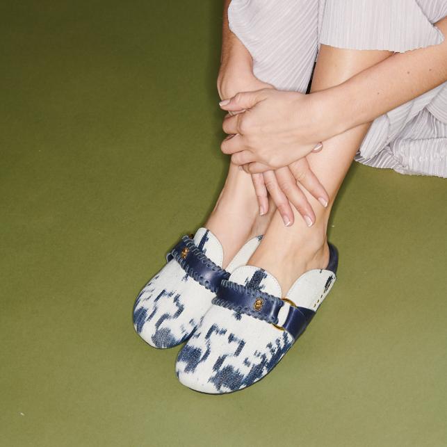 Claris Virot Mules Georgette Timor Bleu