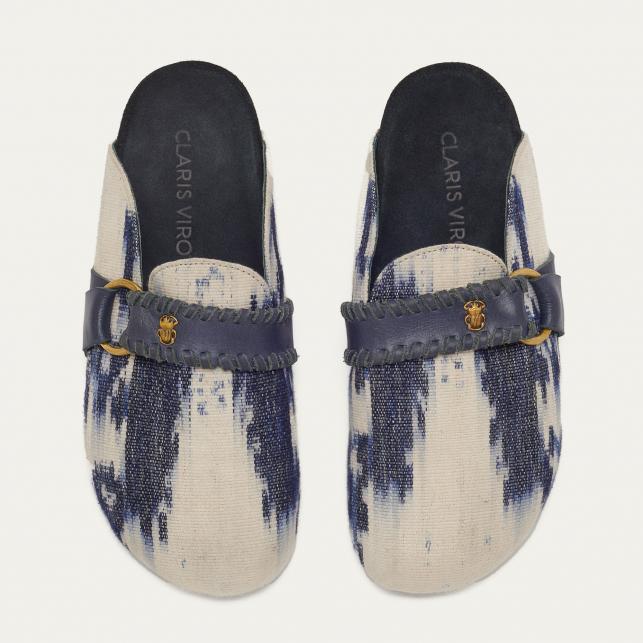 Claris Virot Mules Georgette Timor Bleu