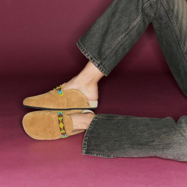 Claris Virot Mules Georgette Veau Velours Pecan