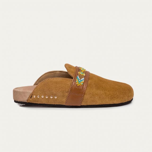 claris virot Mules Georgette Veau Velours Pecan