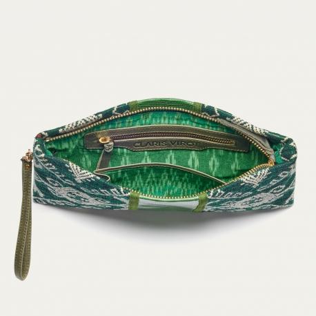 Claris Virot Pochette Lézard Lou Vert Timor
