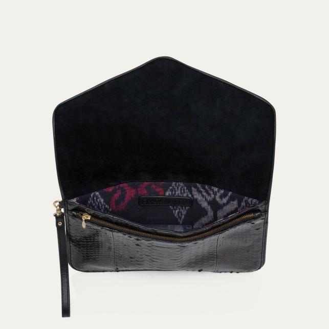 Claris Virot Pochette Python Alicia Noir