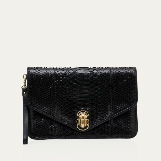 claris virot Pochette Python Alicia Noir